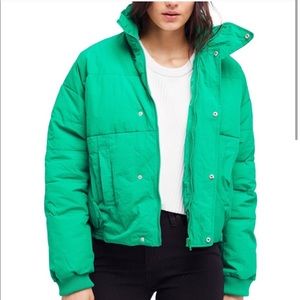 Free People Slouchy Green Puffer Jacket
